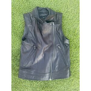Genuine Leather Black Biking Motorcycle Classic Vest United Face Women's Sz XS